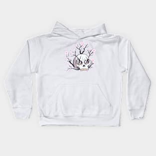 Aesthetic Sakura Skull of Reibirth The Cycle of Life Kids Hoodie